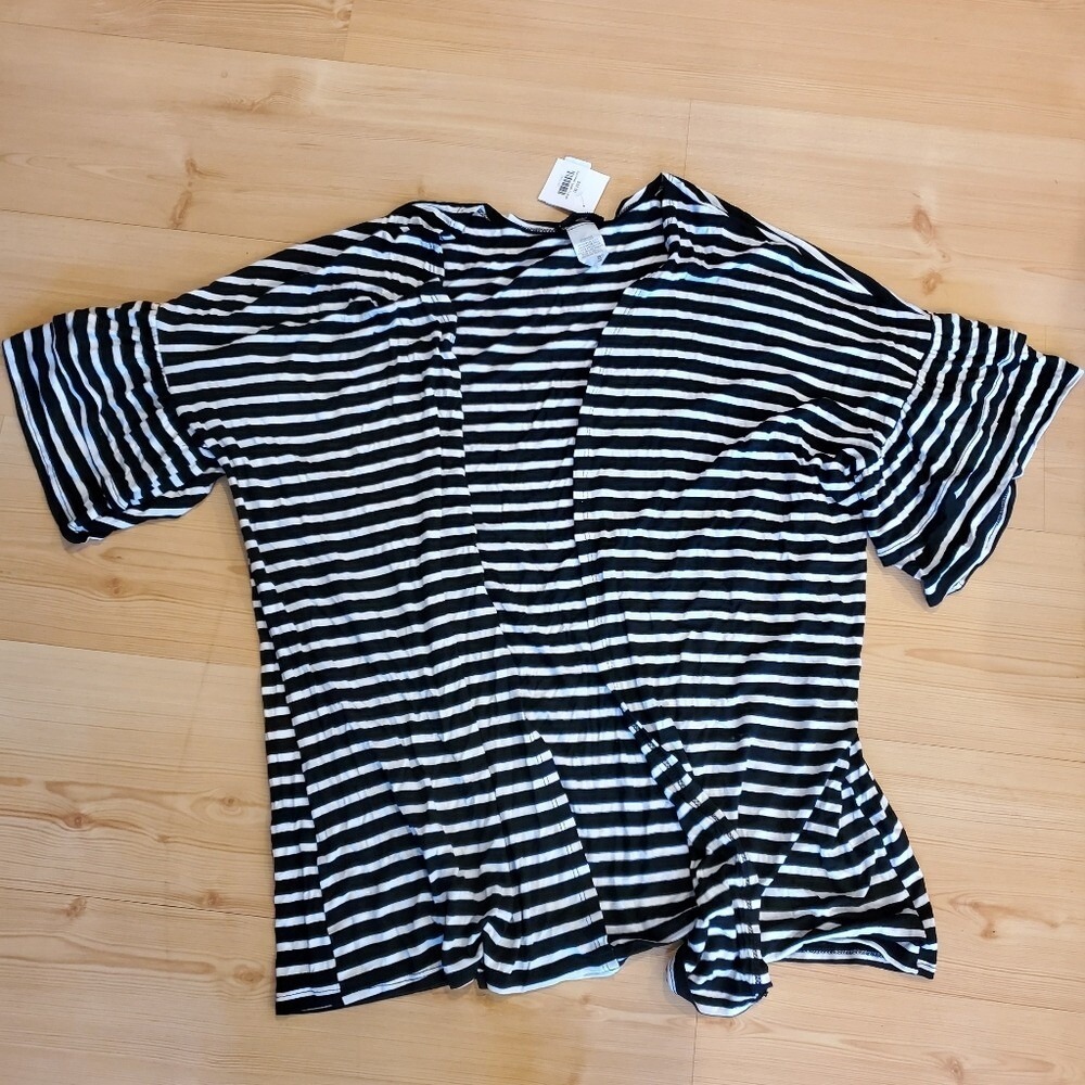 Hemish USA Summer Love Womens Large Black White Striped Cardigan‎ NEW